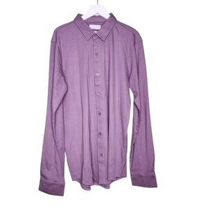 Mens Lavender Button Up Shirt Long Sleeve Soft Knit Office Business Casual M